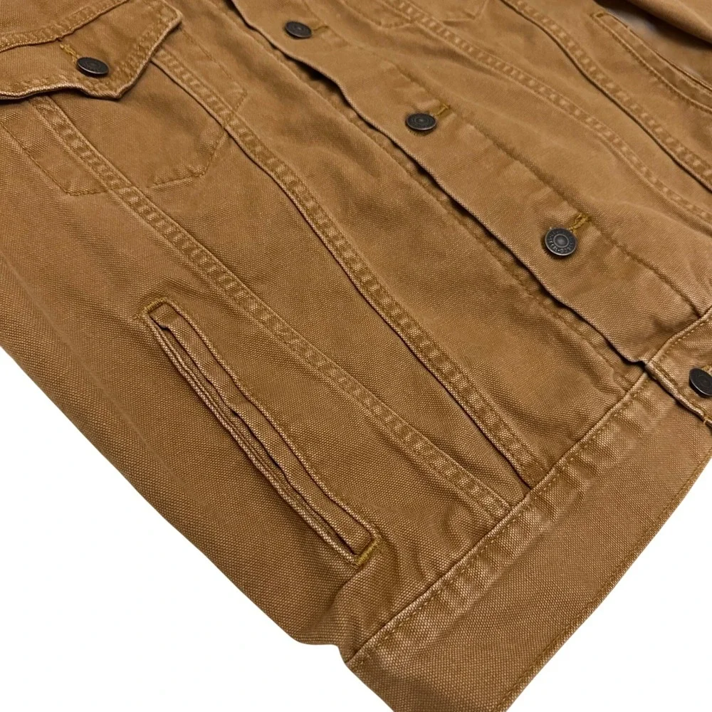 Levi's Mens Trucker Jacket Brown Cotton Canvas WaterLess Button Up Size S - Picture 6 of 12